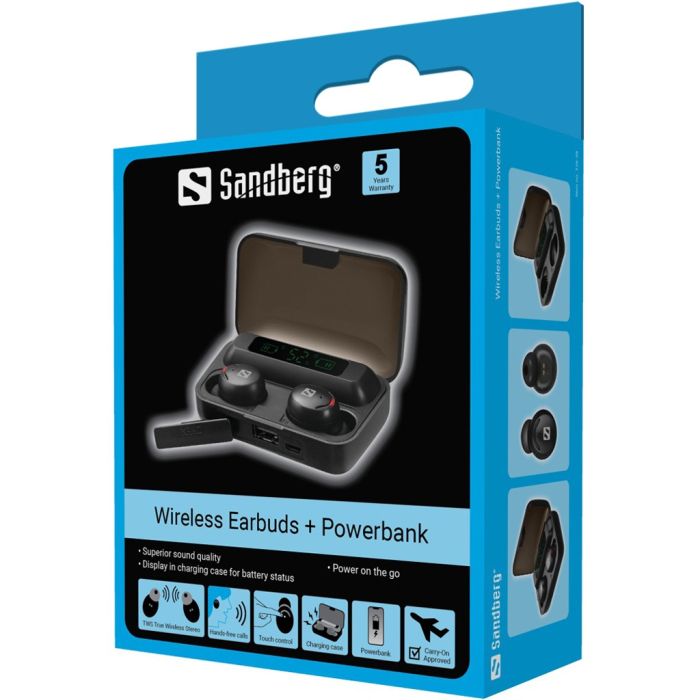 Sandberg Wireless Earbuds + Powerbank brezžične slušalke s prenosno baterijo Sandberg Wireless Earbuds + Powerbank brezžične slušalke s prenosno baterijo