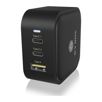 IcyBox IB-PS1030-PD 3-portni USB-C/A 65W GaN polnilec
