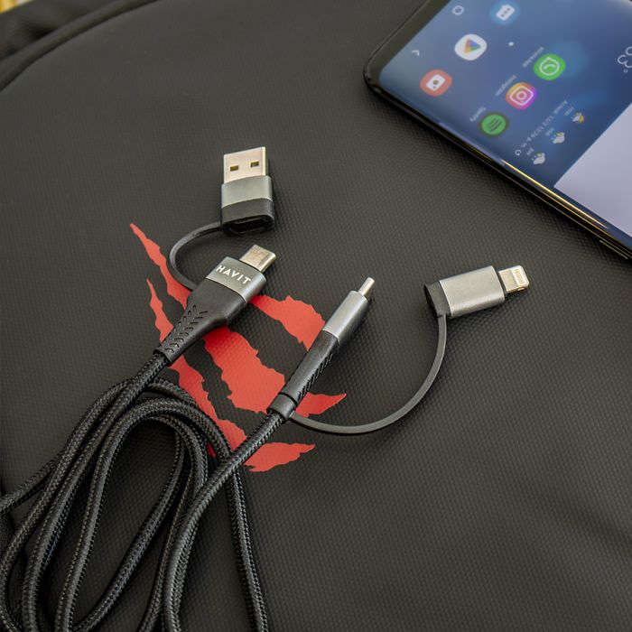HAVIT kabel za polnjenje 4v1 USB / USB-C na USB-C / Lightning, 1M HAVIT HAVIT kabel za polnjenje 4v1 USB / USB-C na USB-C / Lightning, 1M