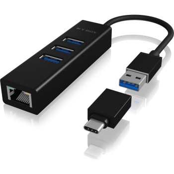 IcyBox  IB-HUB1419-LAN USB-A/C mrežna kartica in 4-portni HUB