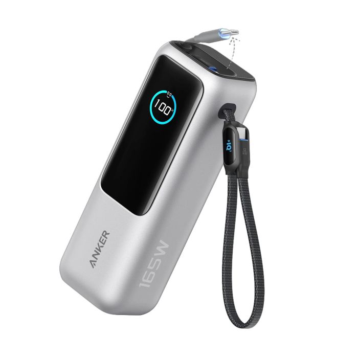 Anker Powerbank 25000 mAh z vgrajenim kablom USB-C, 165W, srebrn ANKER Anker Powerbank 25000 mAh z vgrajenim kablom USB-C, 165W, srebrn