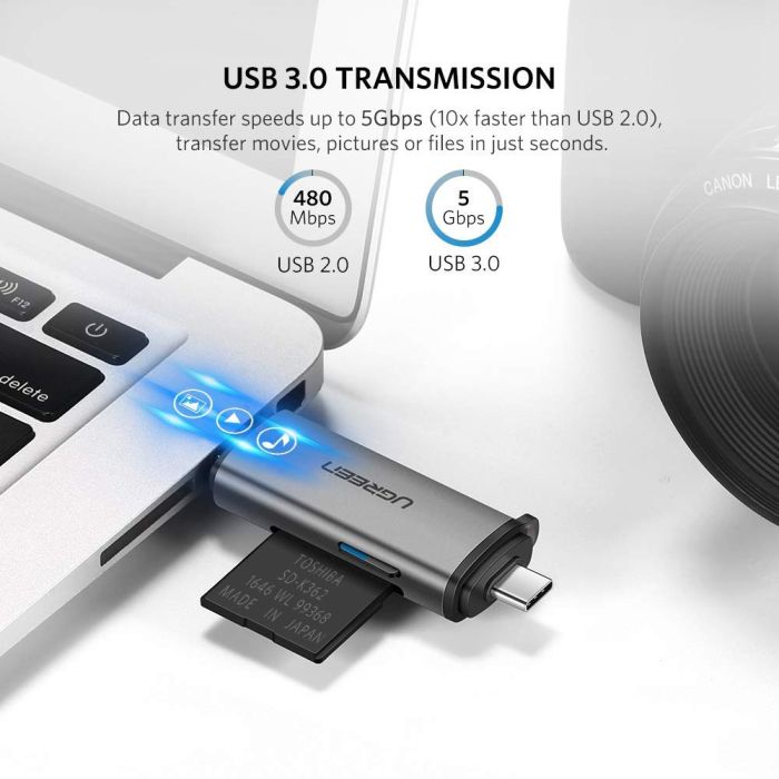 Ugreen 2v1 USB 3.0/USB-C čitalec kartic - box UGREEN Ugreen 2v1 USB 3.0/USB-C čitalec kartic - box