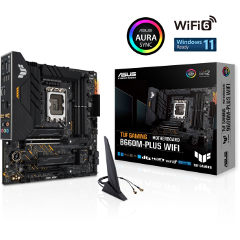ASUS TUF GAMING B660M-PLUS WIFI, DDR5, SATA3, USB3.2Gen2x2, DP, WiFi, LGA1700 mATX ASUS TUF GAMING B660M-PLUS WIFI, DDR5, SATA3, USB3.2Gen2x2, DP, WiFi, LGA1700 mATX