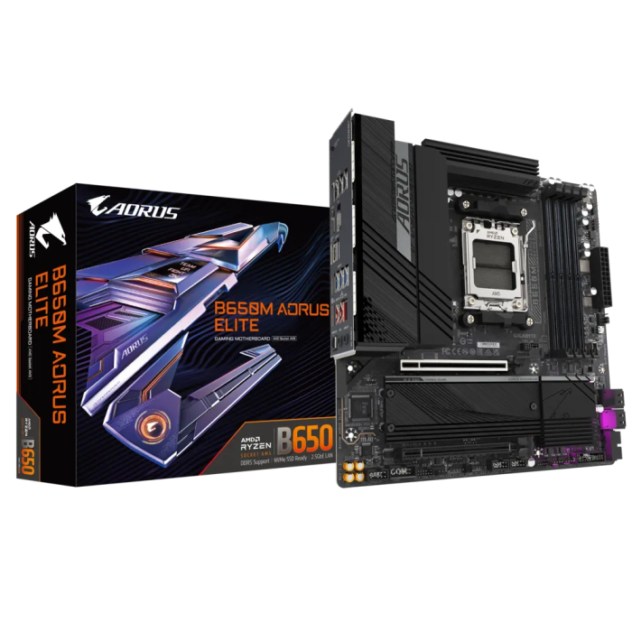 GIGABYTE B650M AORUS ELITE, DDR5, SATA3, USB3.2Gen2x2, DP, 2.5GbE, AM5 mATX GIGABYTE GIGABYTE B650M AORUS ELITE, DDR5, SATA3, USB3.2Gen2x2, DP, 2.5GbE, AM5 mATX