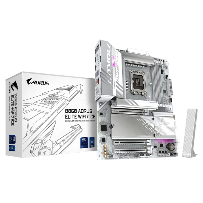 GIGABYTE B860 AORUS ELITE WF7 ICE, DDR5, SATA3, USB4, DP, Wi-Fi 7, LGA1851 ATX GIGABYTE GIGABYTE B860 AORUS ELITE WF7 ICE, DDR5, SATA3, USB4, DP, Wi-Fi 7, LGA1851 ATX