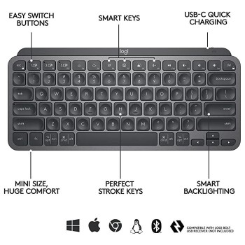 Logitech tipkovnica MX Keys Mini, grafitna barva, SLO g.
