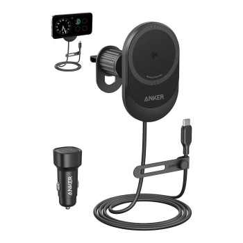 Anker MagGo brezžični avtopolnilec z vgrajenim USB-C kablom, 15W Anker MagGo brezžični avtopolnilec z vgrajenim USB-C kablom, 15W