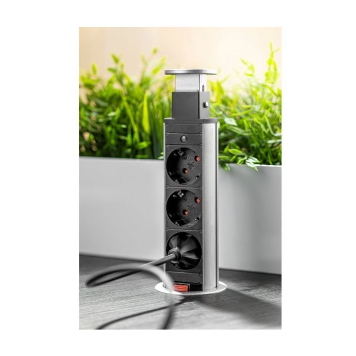 GTV Potopna vtičnica 3x220V Ø60mm, siva