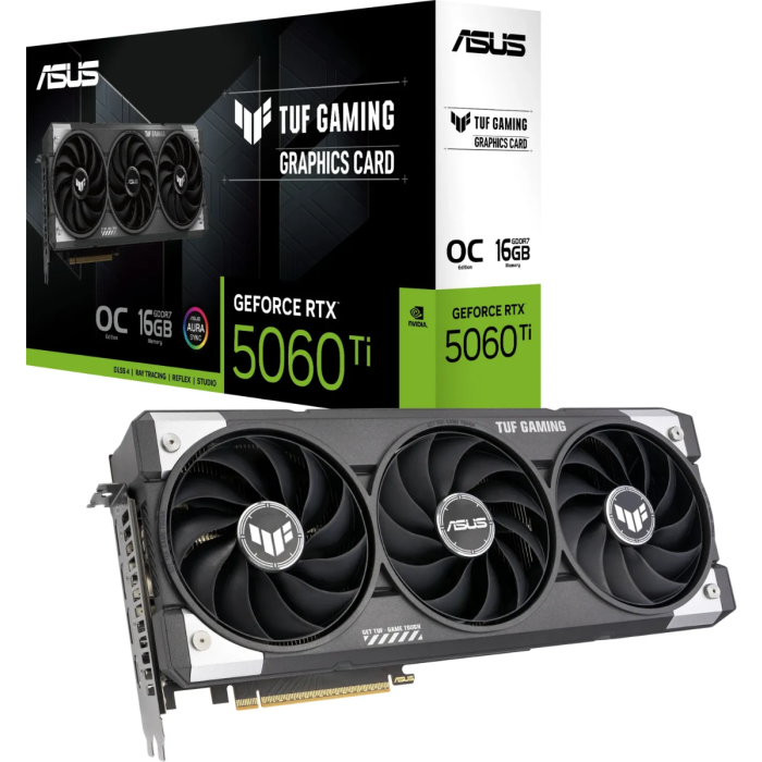 Grafična kartica ASUS TUF Gaming GeForce RTX 5060 Ti OC, 16GB GDDR7, PCI-E 5.0 TUF-RTX5060TI-O16G-GAMING ASUS Grafična kartica ASUS TUF Gaming GeForce RTX 5060 Ti OC, 16GB GDDR7, PCI-E 5.0 TUF-RTX5060TI-O16G-GAMING