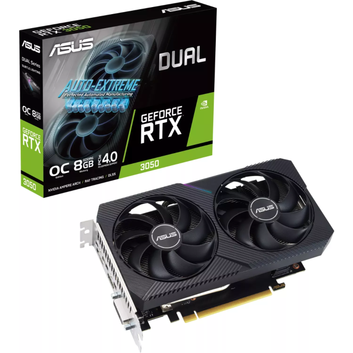 Grafična kartica ASUS GeForce RTX 3050 DUAL OC V2, 8GB GDDR6, PCI-E 4.0 DUAL-RTX3050-O8G-V2 ASUS Grafična kartica ASUS GeForce RTX 3050 DUAL OC V2, 8GB GDDR6, PCI-E 4.0 DUAL-RTX3050-O8G-V2