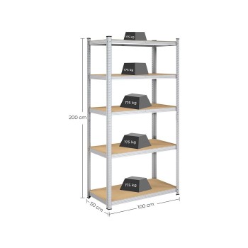 SONGMICS Regal 50 x 100 x 200 cm bež-srebrna, GLR050E01