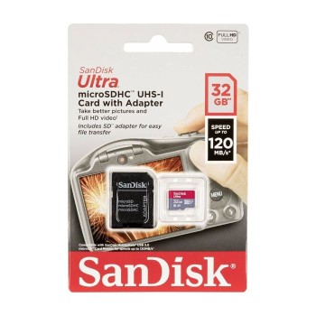 SanDisk Ultra microSDHC 32GB + SD Adapter 120MB/s  A1 Class 10 UHS-I