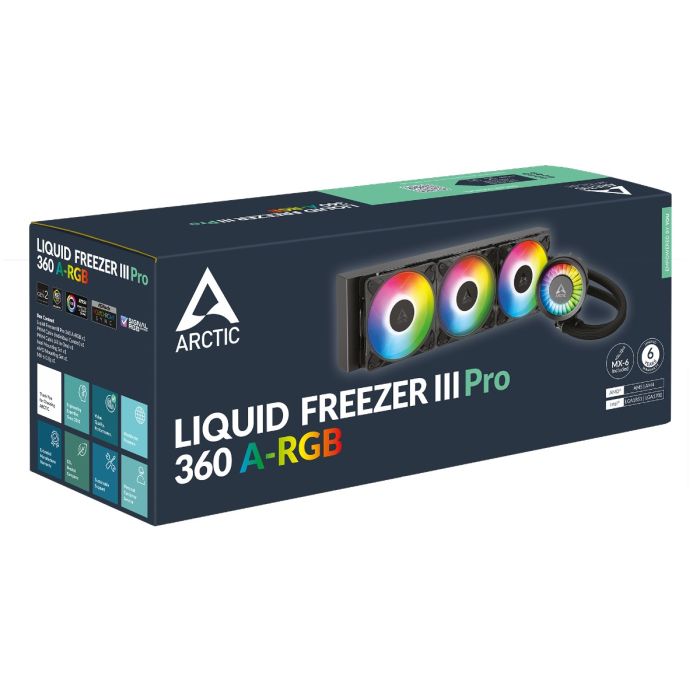 ARCTIC LIQUID FREEZER III PRO 360mm A-RGB vodno hlajenje za INTEL/AMD procesorje (črn)
