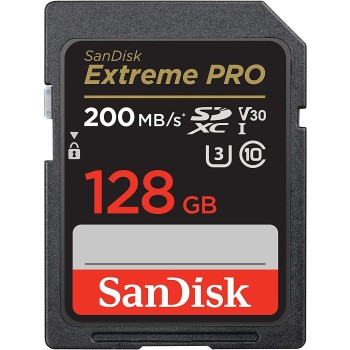 SanDisk Extreme PRO 128GB SDXC spominska kartica 200MB/s & 90MB/s Branje/Pisanje UHS-I, Class 10, U3
