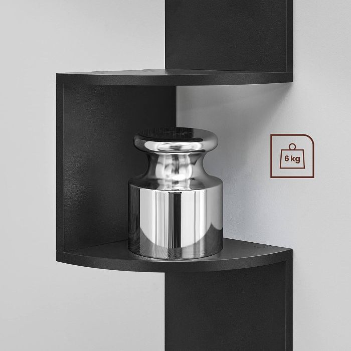 VASAGLE stenska kotna polica, črna