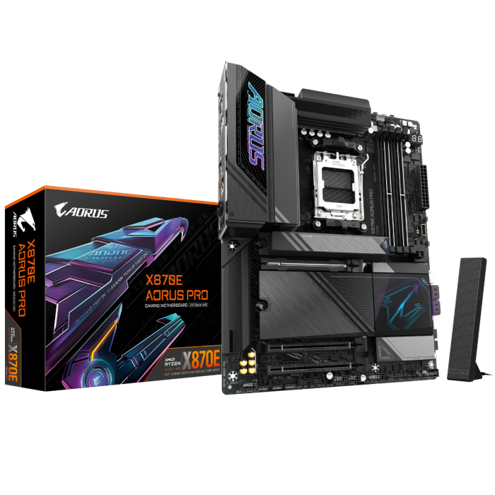 GIGABYTE X870E AORUS PRO, DDR5, SATA3, USB4, DP, 2.5GbE, WiFi 7, AM5 ATX