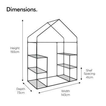 VonHaus rastlinjak 193 x 73 x 143cm