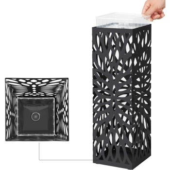 SONGMICS Kovinsko stojalo za dežnike s kljukicami in posodo za kapljice LUC48B