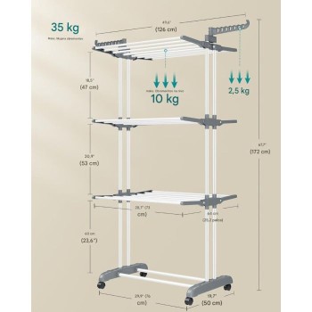 SONGMICS – Zložljiv in premičen večnivojski sušilnik za perilo (velikost 4-stopnje)