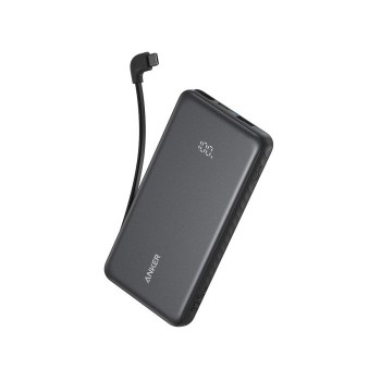 Anker Zolo Powerbank 10000 mAh, 22,5W z vgrajenim USB-C kablom, črn