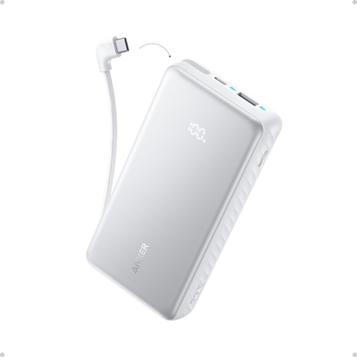 Anker Zolo Powerbank 20000 mAh, 22,5W z vgrajenim USB-C kablom, bel ANKER Anker Zolo Powerbank 20000 mAh, 22,5W z vgrajenim USB-C kablom, bel