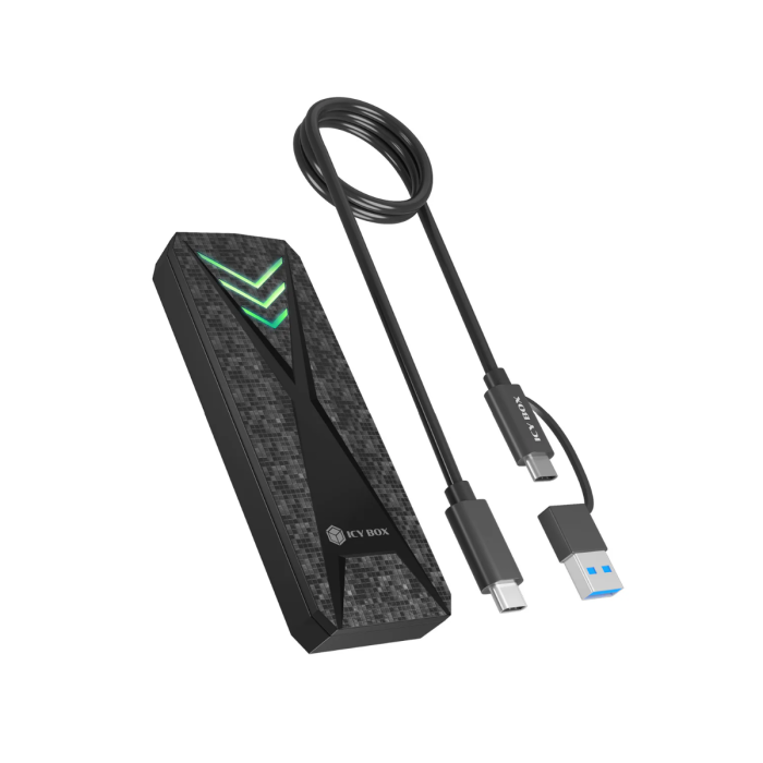 IcyBox E0019272 ohišje za M.2 NVMe SSD z vmesnikom USB-C 3.2 Gen 2 in RGB lučmi ICYBOX IcyBox E0019272 ohišje za M.2 NVMe SSD z vmesnikom USB-C 3.2 Gen 2 in RGB lučmi