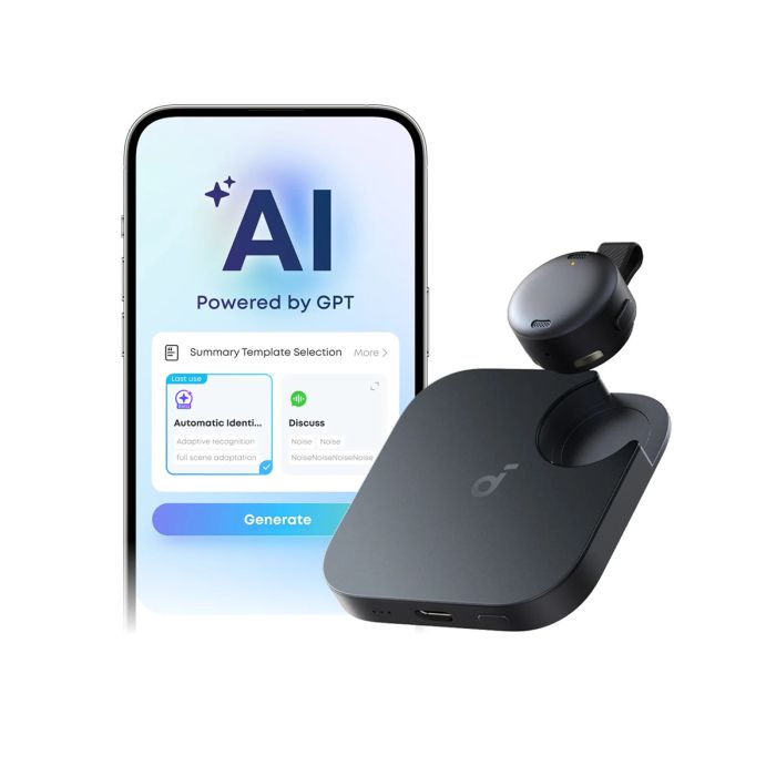 Anker Soundcore Work pametni AI snemalnik zvoka, črn ANKER Anker Soundcore Work pametni AI snemalnik zvoka, črn