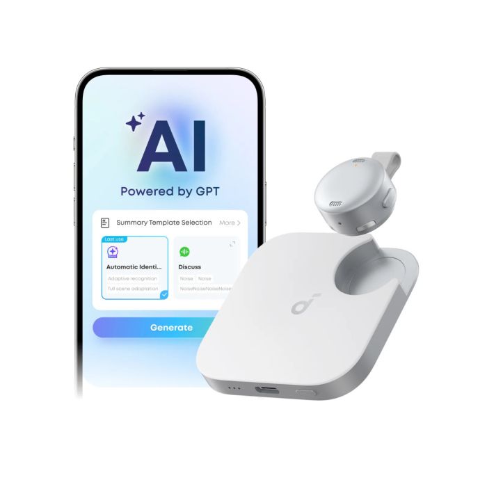 Anker Soundcore Work pametni AI snemalnik zvoka, bel ANKER Anker Soundcore Work pametni AI snemalnik zvoka, bel