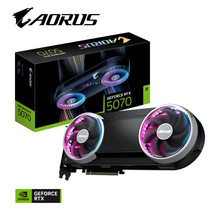Grafična kartica GIGABYTE AORUS GeForce RTX 5070 INFINITY 12G, 12GB GDDR7, PCI-E 5.0 GIGABYTE Grafična kartica GIGABYTE AORUS GeForce RTX 5070 INFINITY 12G, 12GB GDDR7, PCI-E 5.0