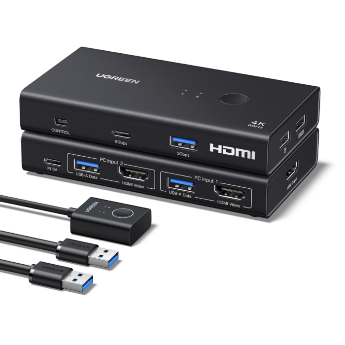 Ugreen HDMI KVM stikalo za upravljanje 2 računalnikov in 1 monitorja 4K@60Hz
