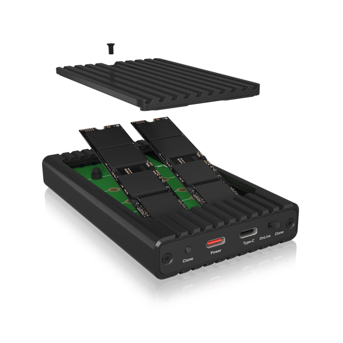 Icybox IB-2817MCL-C31 ohišje za 2 NVME SSD-ja s USB-C in USB-A priključkom ICYBOX Icybox IB-2817MCL-C31 ohišje za 2 NVME SSD-ja s USB-C in USB-A priključkom