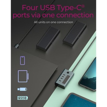 Icybox IB-HUB1454-C31 4-portno hub z vmesnikom USB 3.2 Gen 2 Type-C Icybox IB-HUB1454-C31 4-portno hub z vmesnikom USB 3.2 Gen 2 Type-C