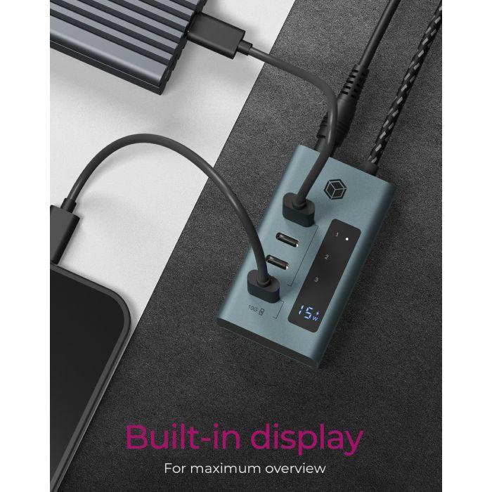 Icybox IB-HUB1454-C31 4-portno hub z vmesnikom USB 3.2 Gen 2 Type-C ICYBOX Icybox IB-HUB1454-C31 4-portno hub z vmesnikom USB 3.2 Gen 2 Type-C