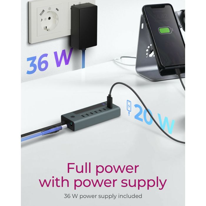 Icybox IB-HUB1457-C31 7-portni hub vmesnik USB 3.2 Type-C ICYBOX Icybox IB-HUB1457-C31 7-portni hub vmesnik USB 3.2 Type-C