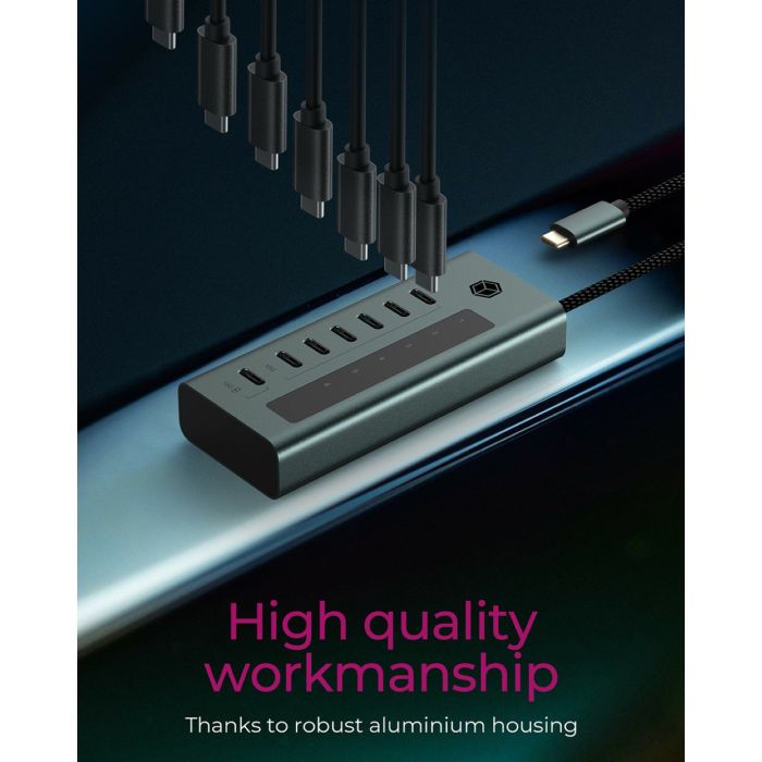 Icybox IB-HUB1457-C31 7-portni hub vmesnik USB 3.2 Type-C ICYBOX Icybox IB-HUB1457-C31 7-portni hub vmesnik USB 3.2 Type-C