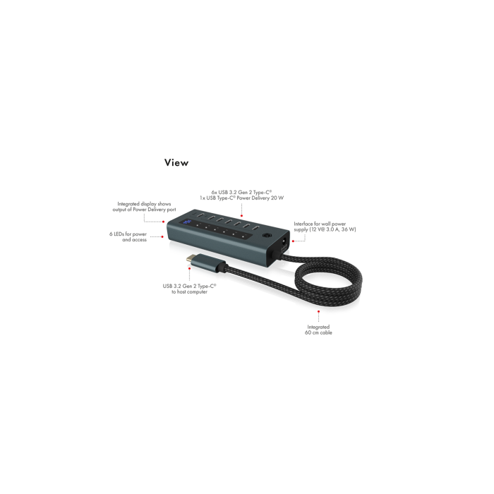Icybox IB-HUB1457-C31 7-portni hub vmesnik USB 3.2 Type-C ICYBOX Icybox IB-HUB1457-C31 7-portni hub vmesnik USB 3.2 Type-C