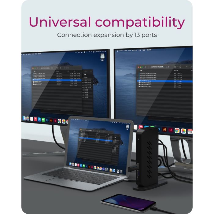 Icybox IB-DK2252AC 12-in-1 USB-C/A priklopna postaja z DisplayLink ICYBOX Icybox IB-DK2252AC 12-in-1 USB-C/A priklopna postaja z DisplayLink