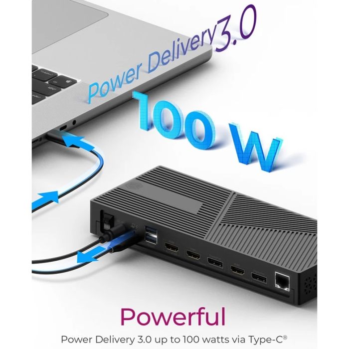 IcyBox IB-DK2246AC 11 v 1 USB-C hibridna priklopna postaja z DisplayLink ICYBOX IcyBox IB-DK2246AC 11 v 1 USB-C hibridna priklopna postaja z DisplayLink