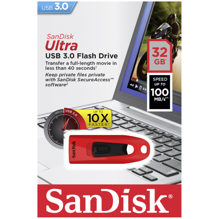 Sandisk Ultra 32GB USB3.0 rdeč spominski ključek SANDISK Sandisk Ultra 32GB USB3.0 rdeč spominski ključek