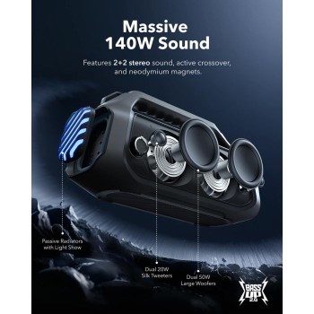 Anker Soundcore BOOM 2 Plus prenosni Bluetooth zvočnik, črn Anker Soundcore BOOM 2 Plus prenosni Bluetooth zvočnik, črn