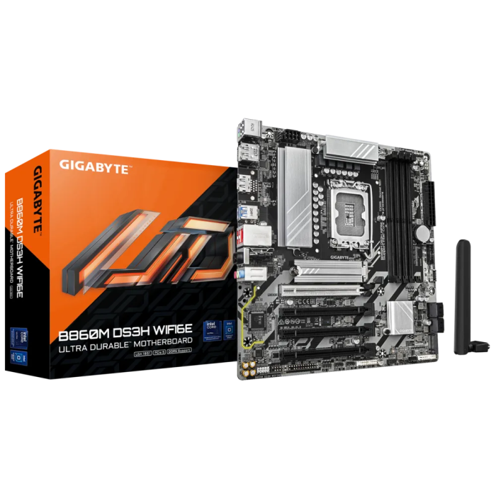 GIGABYTE B860M DS3H WIFI6E, DDR5, SATA3, USB3.2Gen2, DP, WiFi 6E, LGA1851 mATX GIGABYTE GIGABYTE B860M DS3H WIFI6E, DDR5, SATA3, USB3.2Gen2, DP, WiFi 6E, LGA1851 mATX