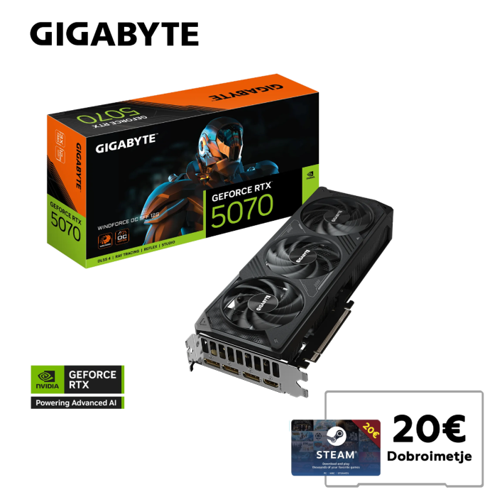 Grafična kartica GIGABYTE AORUS GeForce RTX 5070 WINDFORCE OC SFF 12G, 12GB GDDR7, PCI-E 5.0 GIGABYTE Grafična kartica GIGABYTE AORUS GeForce RTX 5070 WINDFORCE OC SFF 12G, 12GB GDDR7, PCI-E 5.0