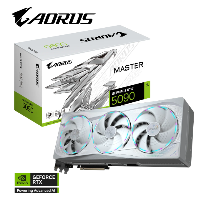 Grafična kartica GIGABYTE AORUS GeForce RTX 5090 MASTER ICE 32G, 32GB GDDR7, PCI-E 5.0 GIGABYTE Grafična kartica GIGABYTE AORUS GeForce RTX 5090 MASTER ICE 32G, 32GB GDDR7, PCI-E 5.0