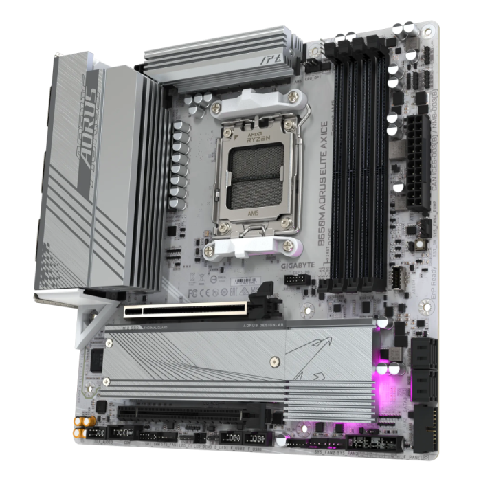 GIGABYTE B650M AORUS ELITE AX ICE, DDR5, SATA3, USB3.2Gen2x2, DP, 2.5GbE, WiFi 6E, AM5 mATX GIGABYTE GIGABYTE B650M AORUS ELITE AX ICE, DDR5, SATA3, USB3.2Gen2x2, DP, 2.5GbE, WiFi 6E, AM5 mATX