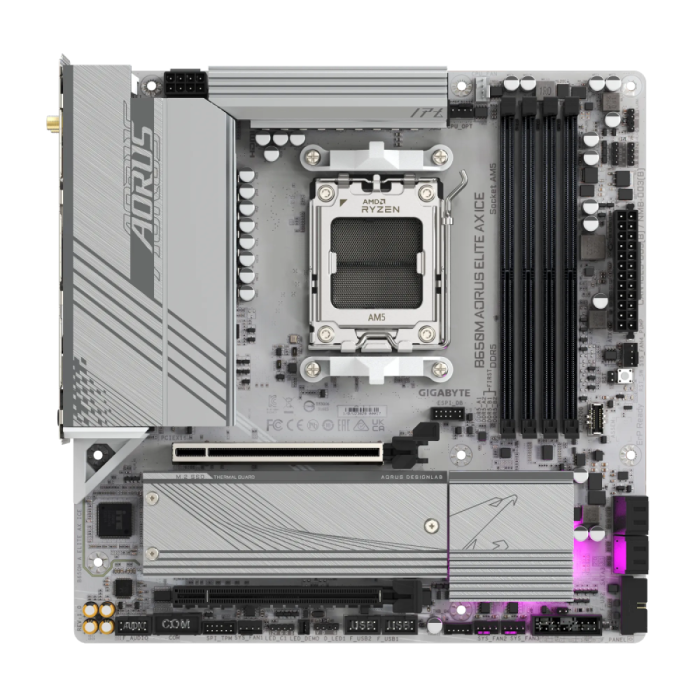 GIGABYTE B650M AORUS ELITE AX ICE, DDR5, SATA3, USB3.2Gen2x2, DP, 2.5GbE, WiFi 6E, AM5 mATX GIGABYTE GIGABYTE B650M AORUS ELITE AX ICE, DDR5, SATA3, USB3.2Gen2x2, DP, 2.5GbE, WiFi 6E, AM5 mATX