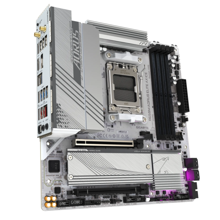 GIGABYTE B650M AORUS ELITE AX ICE, DDR5, SATA3, USB3.2Gen2x2, DP, 2.5GbE, WiFi 6E, AM5 mATX GIGABYTE GIGABYTE B650M AORUS ELITE AX ICE, DDR5, SATA3, USB3.2Gen2x2, DP, 2.5GbE, WiFi 6E, AM5 mATX
