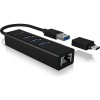 IcyBox IB-HUB1419-LAN USB-A/C mrežna kartica in 4-portni HUB ICYBOX IcyBox IB-HUB1419-LAN USB-A/C mrežna kartica in 4-portni HUB