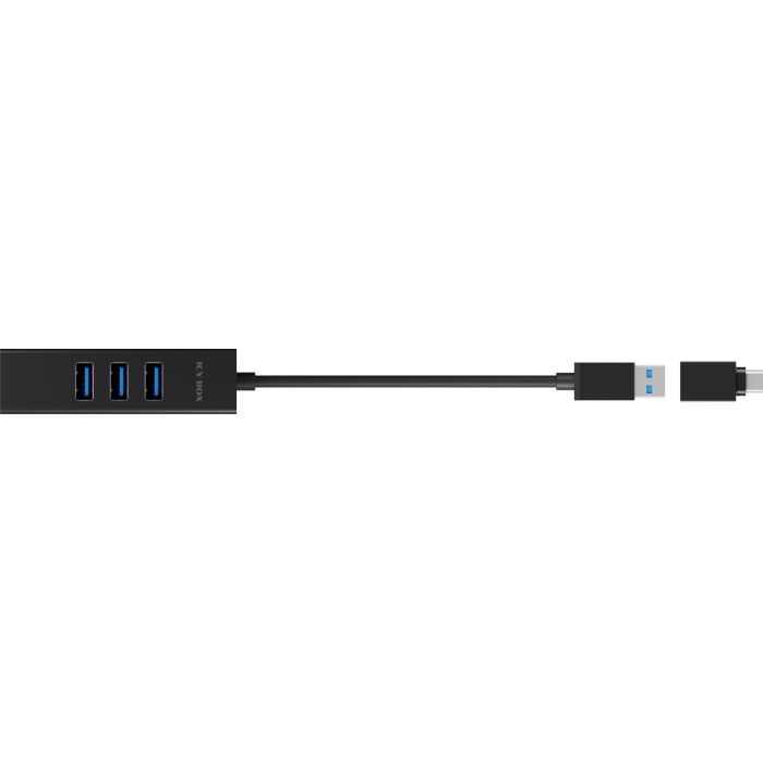 IcyBox IB-HUB1419-LAN USB-A/C mrežna kartica in 4-portni HUB ICYBOX IcyBox IB-HUB1419-LAN USB-A/C mrežna kartica in 4-portni HUB