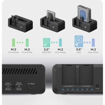 IcyBox IB-2924MSCL-C31 priklopna in klonirna postaja za M.2 NVMe SSD & 2,5/3,5 SATA SSD/HDD
