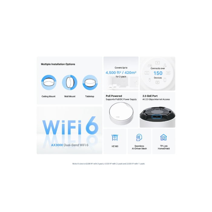 TP-Link Deco X50-PoE (2 pack) domači Mesh Wifi sistem TP-LINK TP-Link Deco X50-PoE (2 pack) domači Mesh Wifi sistem